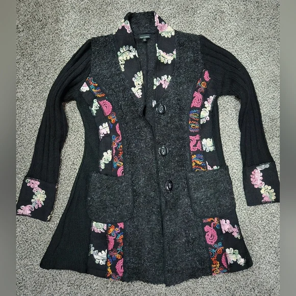 Coco + Carmen Black Sweater with Patchwork Embroidery - Picture 2 of 5